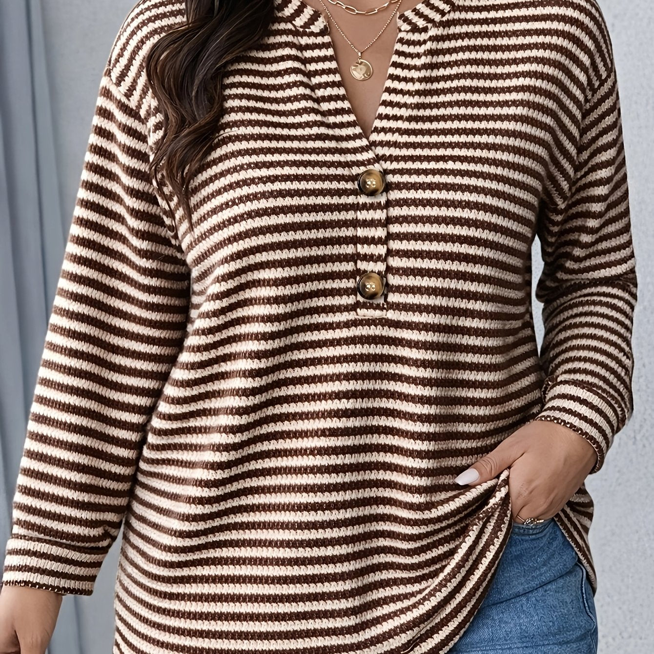 Helena Striped V-Neck Top