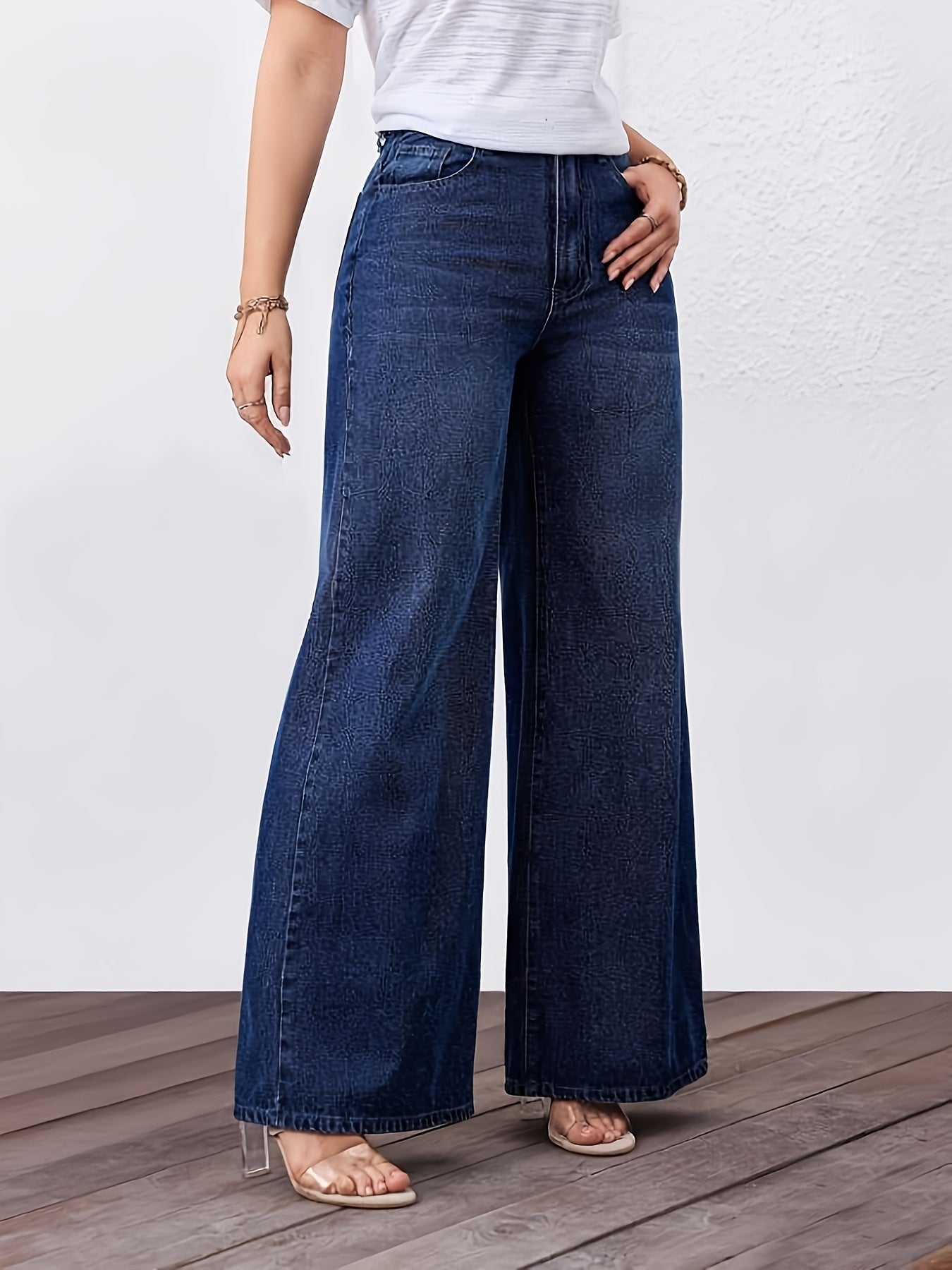 Genevieve High-Waisted Wide-Leg Jeans