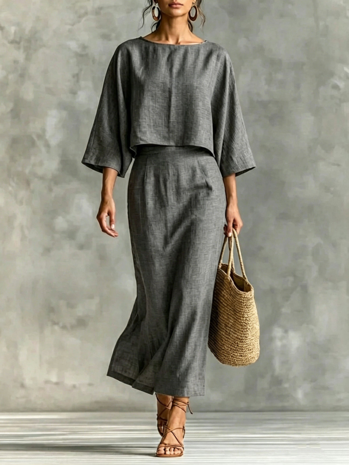 Quinty High-Waisted Midi Skirt Set