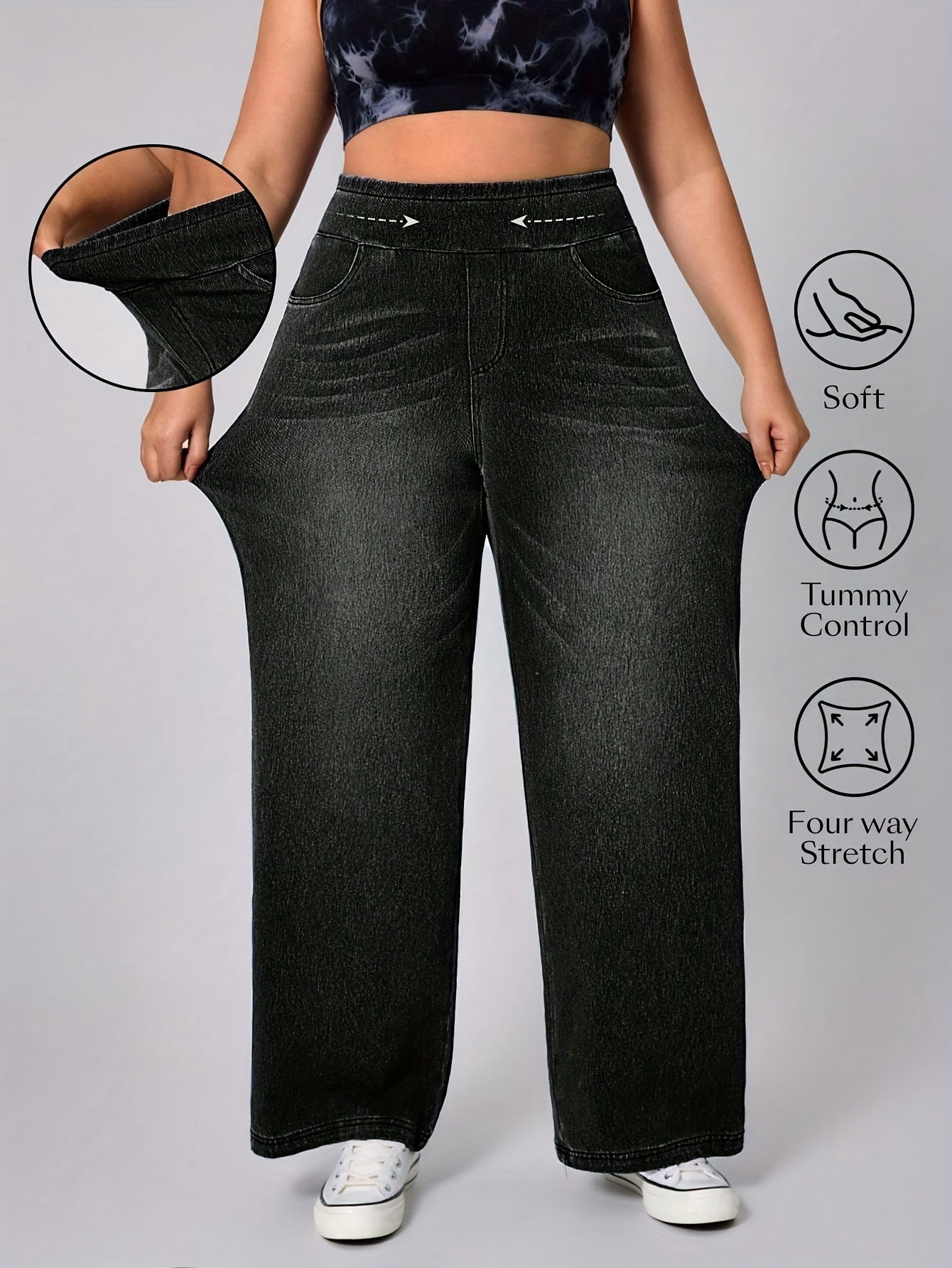 Delphine Plus Size Wide-Leg Denim Pants